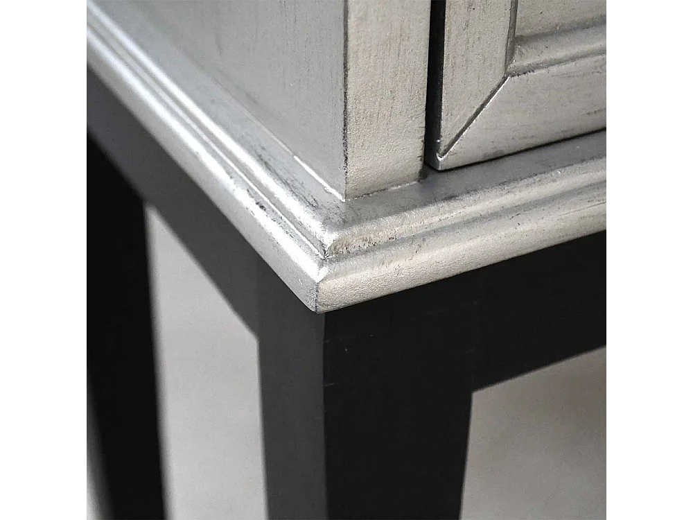 Retro Konsolentisch in Altsilberfarben und Schwarz vier Schubladen