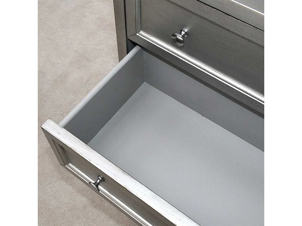 Retro Konsolentisch in Altsilberfarben und Schwarz vier Schubladen