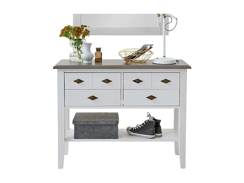 Tischkommode in Weiß Grau Landhaus