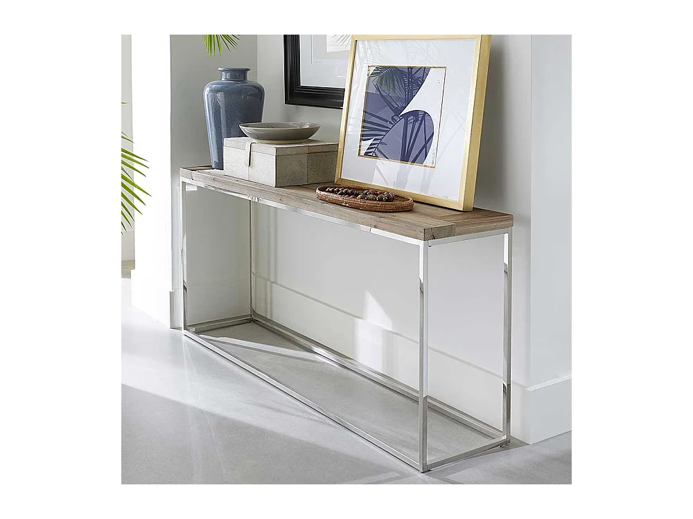 Hochwertiger Konsolentisch aus Tanne Recyclingholz Bügelgestell aus Edelstahl