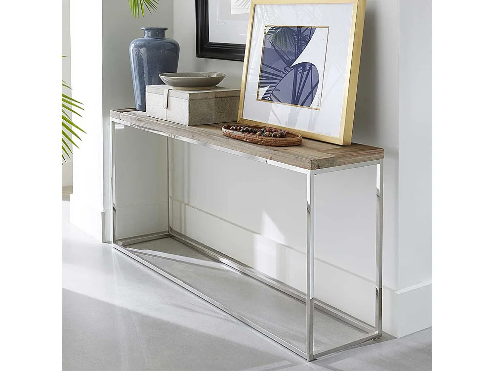 Hochwertiger Konsolentisch aus Tanne Recyclingholz Bügelgestell aus Edelstahl