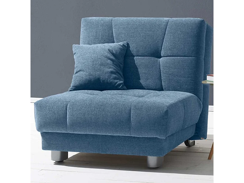 Polstersessel in Blau Flachgewebe Schlaffunktion