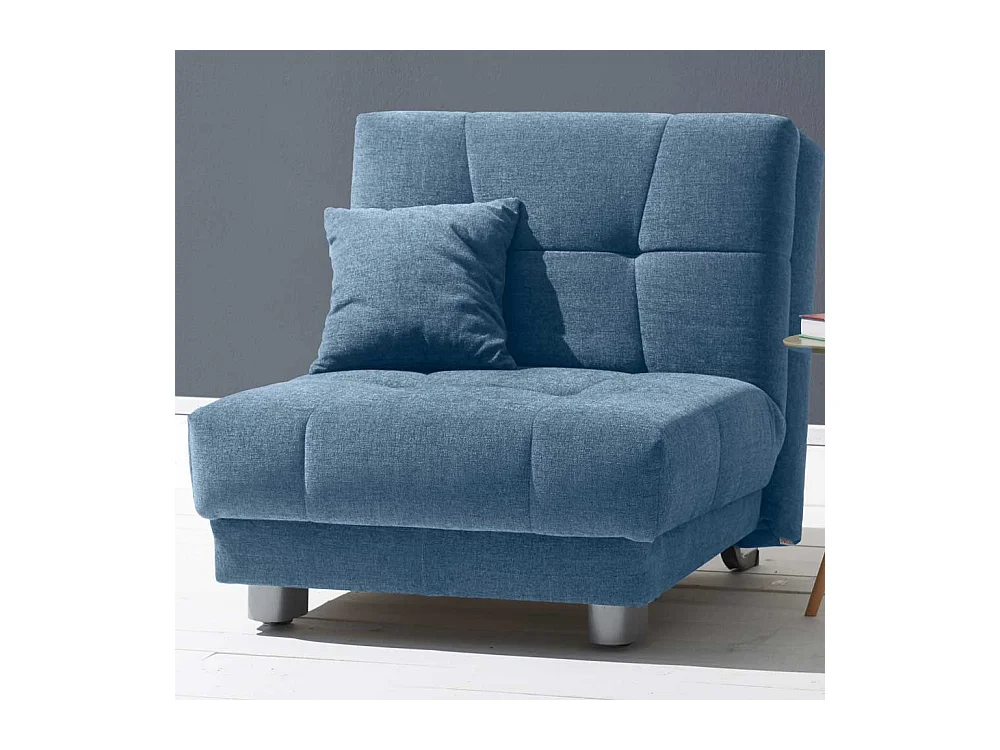 Polstersessel in Blau Flachgewebe Schlaffunktion