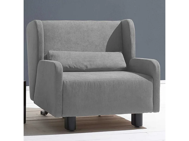 Faltsessel in Hellgrau Microvelour Ohren