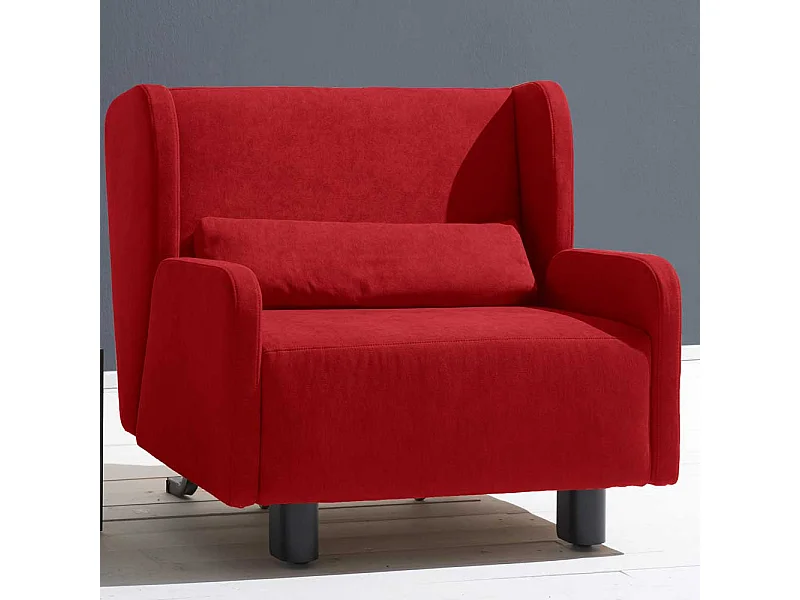 Faltsessel in Rot Microvelour Ohren