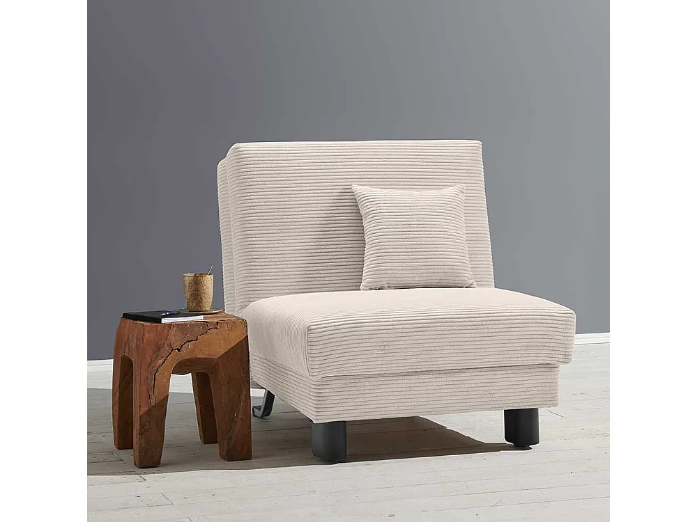 Schlafsessel Cord Beige in modernem Design 60 cm Sitztiefe