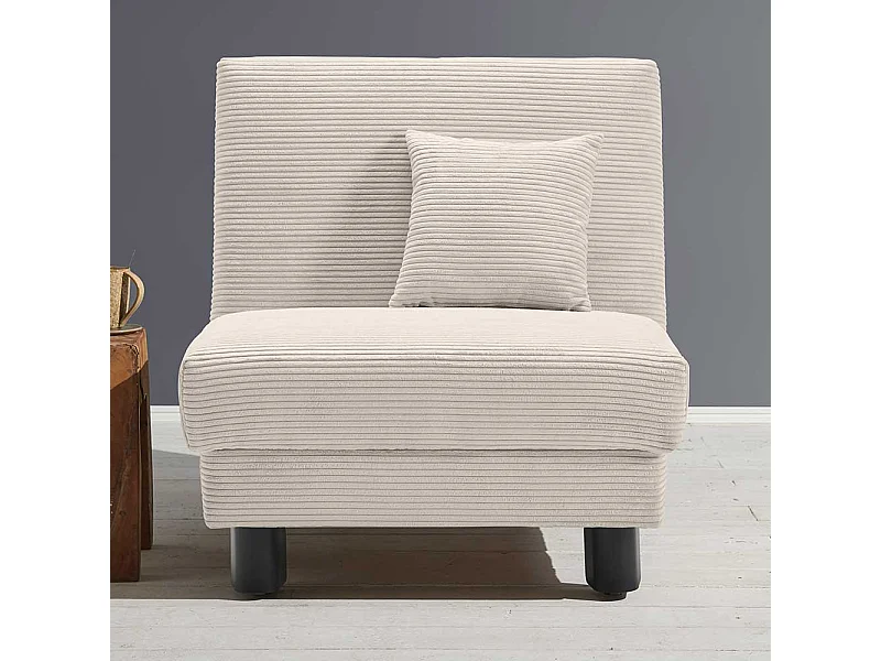 Schlafsessel Cord Beige in modernem Design 60 cm Sitztiefe