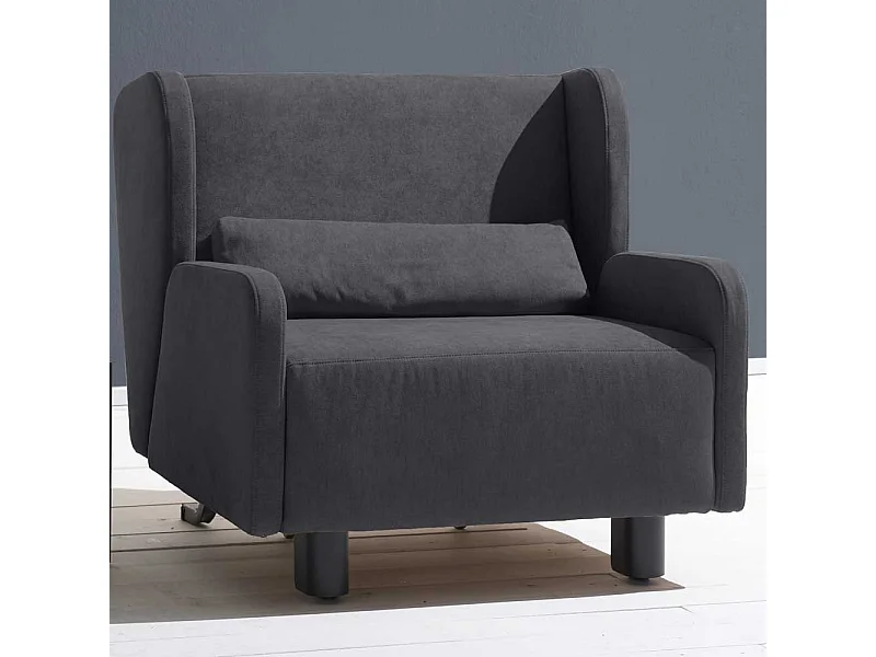 Polstersessel in Blaugrau Microvelour Schlaffunktion