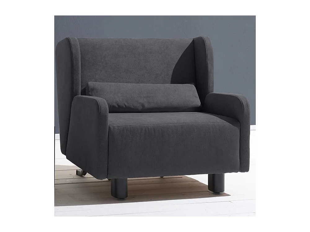 Polstersessel in Blaugrau Microvelour Schlaffunktion