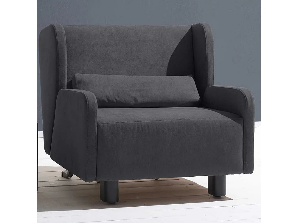 Polstersessel in Blaugrau Microvelour Schlaffunktion