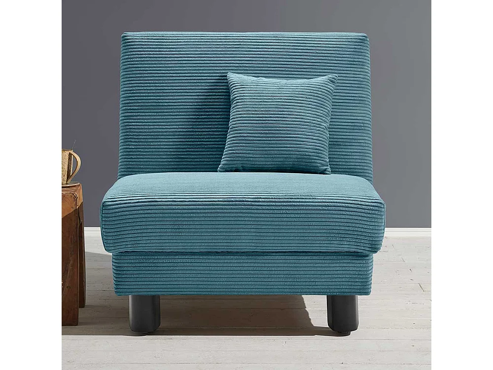 Faltsessel Cord Petrol in modernem Design Untergestell aus Metall