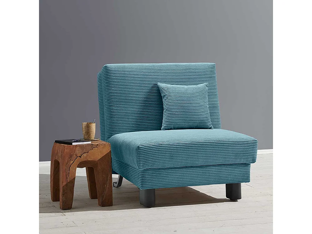 Faltsessel Cord Petrol in modernem Design Untergestell aus Metall