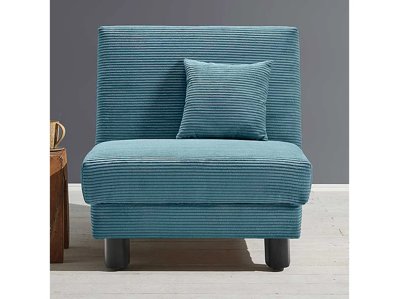 Faltsessel Cord Petrol in modernem Design Untergestell aus Metall