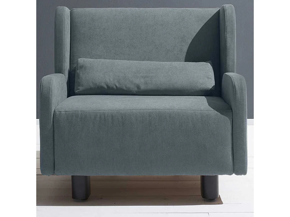 Ohrensessel in Hellblau Microvelour Schlaffunktion