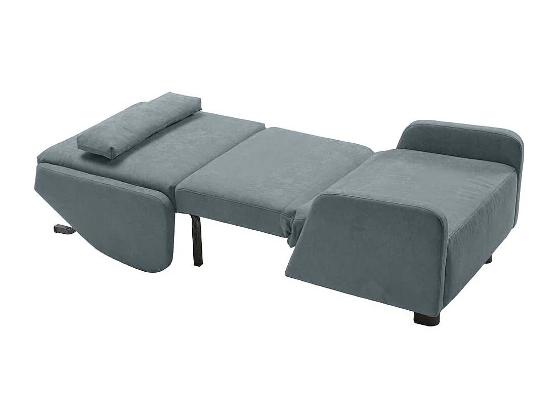 Ohrensessel in Hellblau Microvelour Schlaffunktion