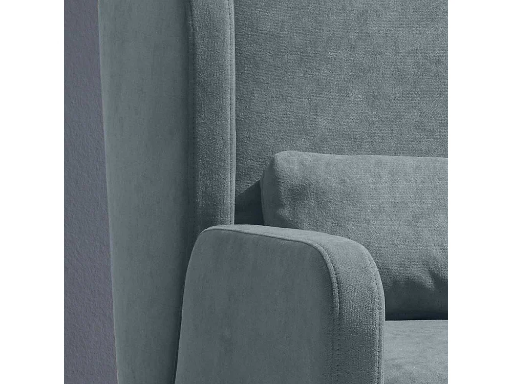 Ohrensessel in Hellblau Microvelour Schlaffunktion