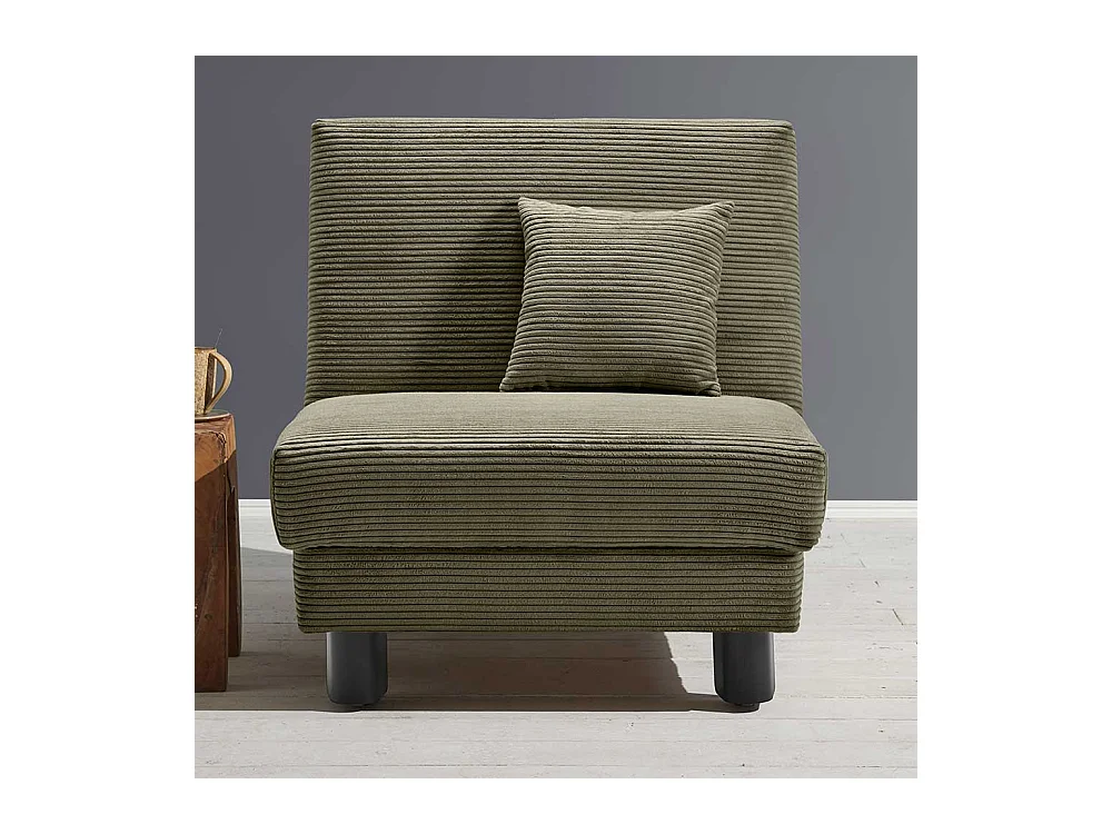 Schlafsessel Cord grün in modernem Design 85 cm breit