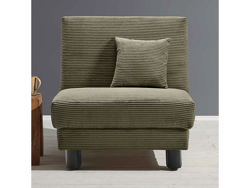 Schlafsessel Cord grün in modernem Design 85 cm breit