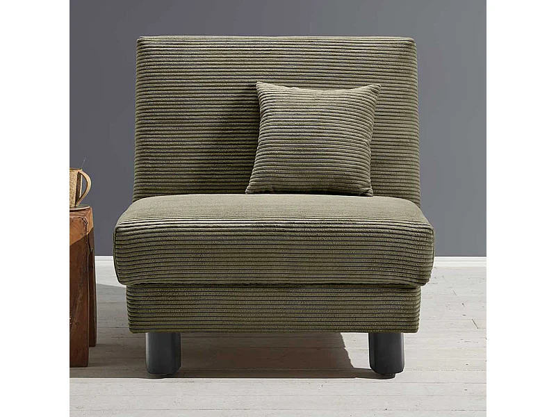 Schlafsessel Cord grün in modernem Design 85 cm breit