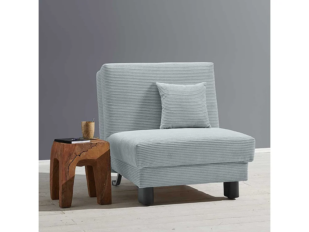 Sessel mit Bettfunktion in Hellblau Vierfußgestell aus Metall