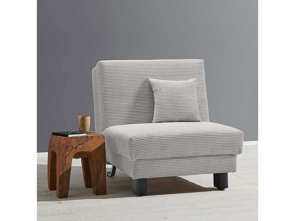 Hellgrauer Schlafsessel mit Vierfußgestell aus Metall 85 cm breit