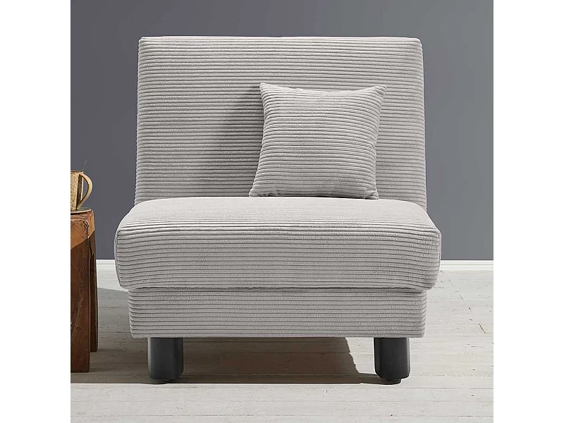 Hellgrauer Schlafsessel mit Vierfußgestell aus Metall 85 cm breit