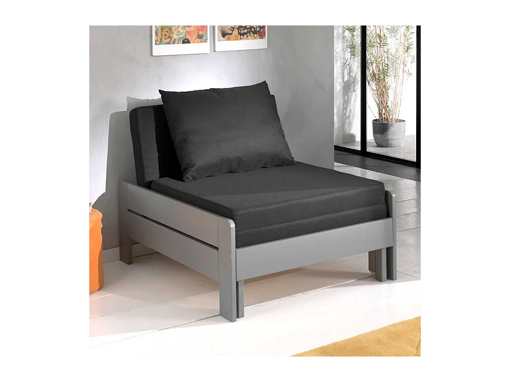 Schlafsessel in Grau und Schwarz Kiefer Massivholz