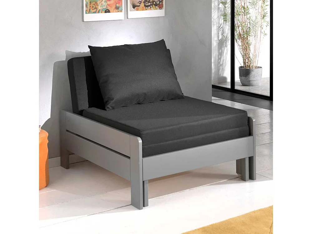 Schlafsessel in Grau und Schwarz Kiefer Massivholz