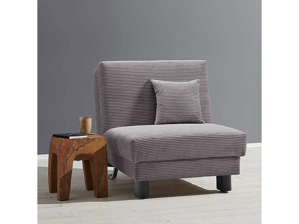 Grauer Faltsessel in modernem Design Cord und Metall