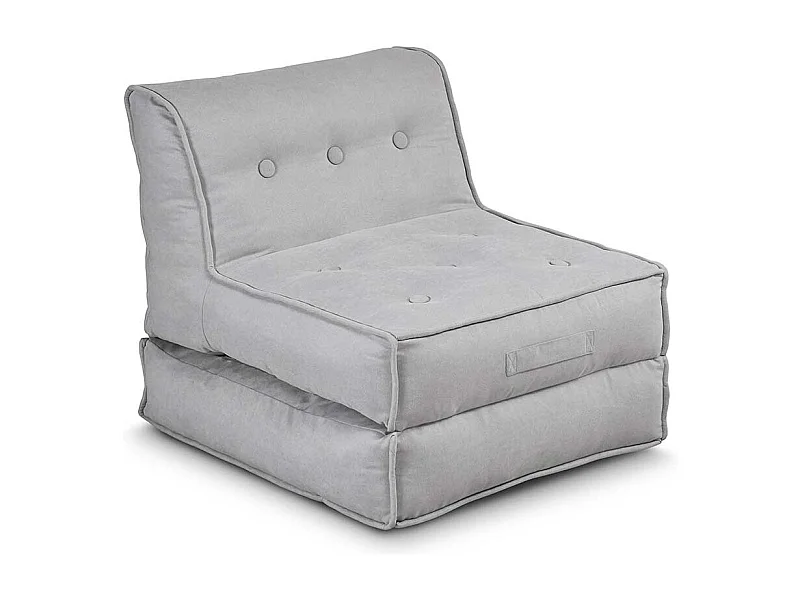 Falt Schlafsessel in Hellgrau Webstoff Bezug