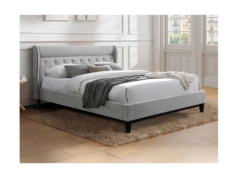 Bett 160 x 200 cm + Matratze - Grau - MARSDENIO