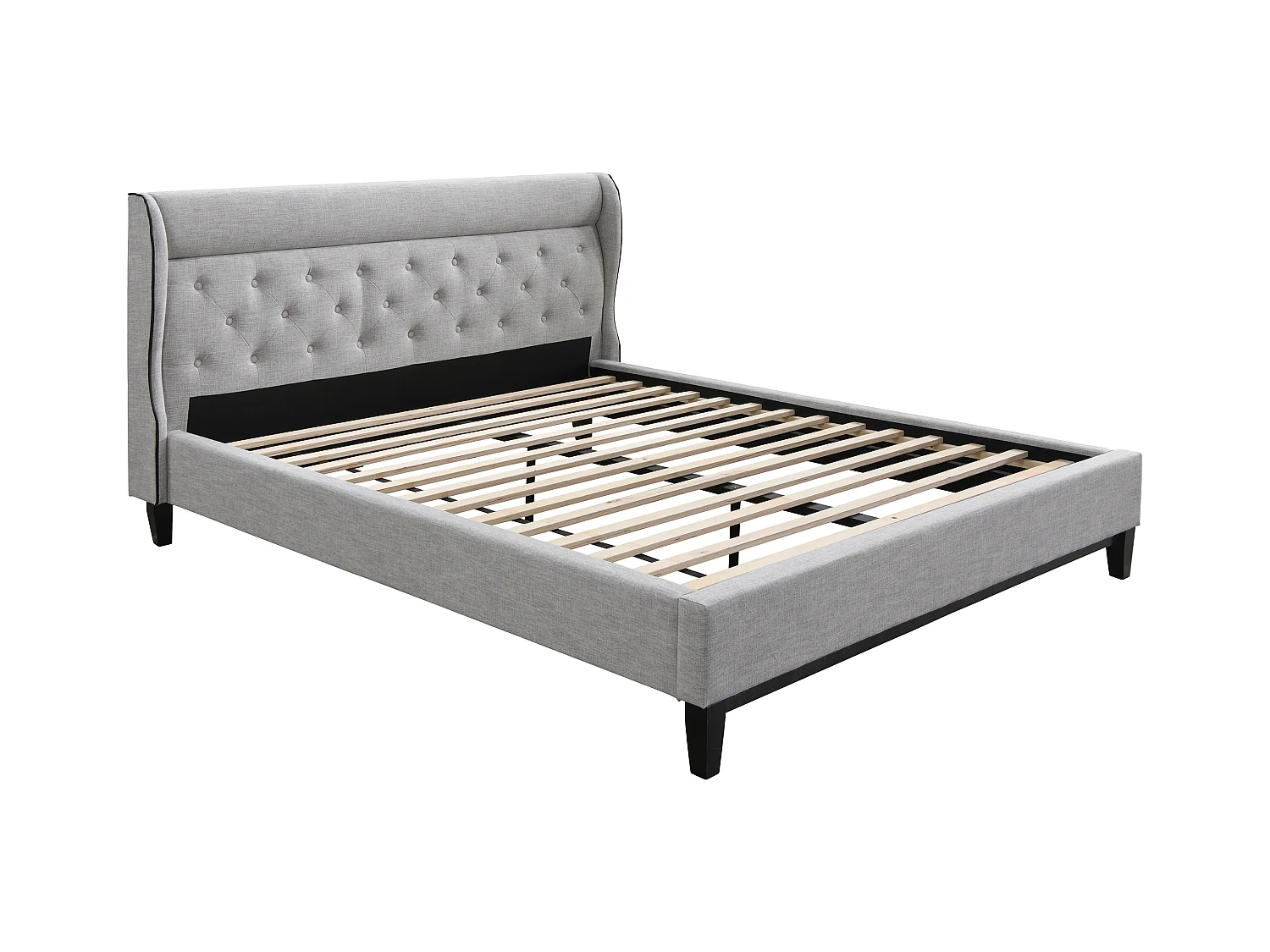 Bett 160 x 200 cm + Matratze - Grau - MARSDENIO