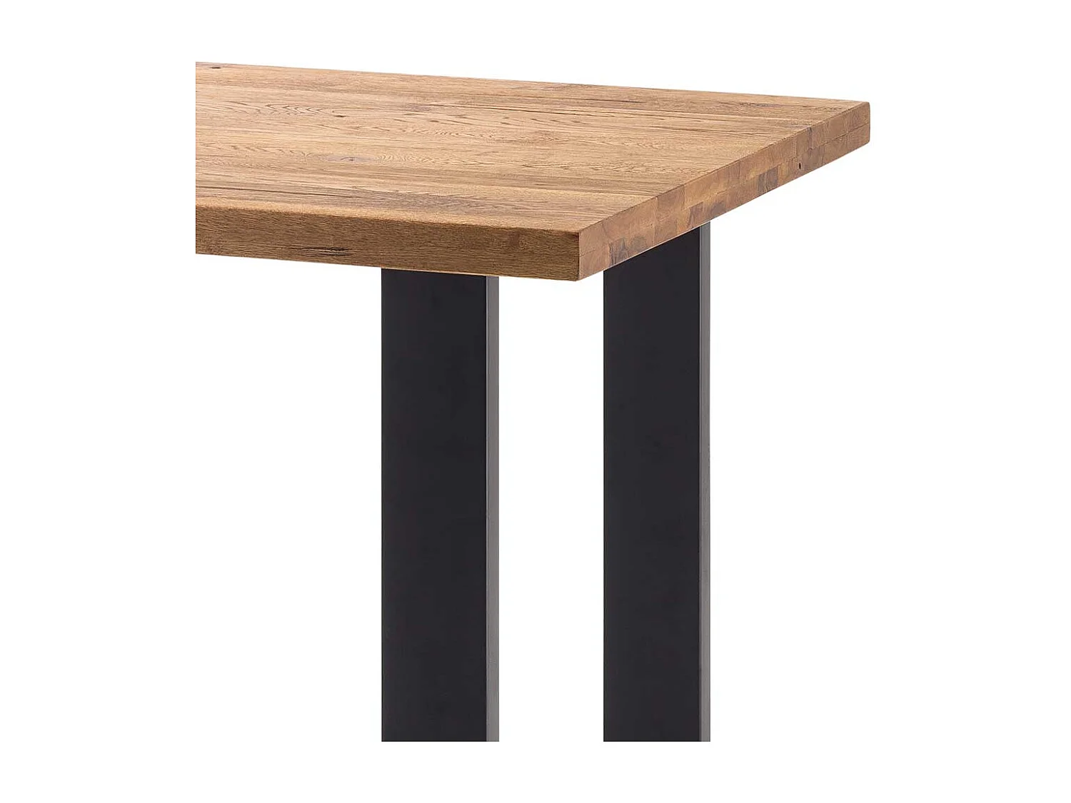 Tresentisch aus Wildeiche Massivholz Stahl Bügelgestell