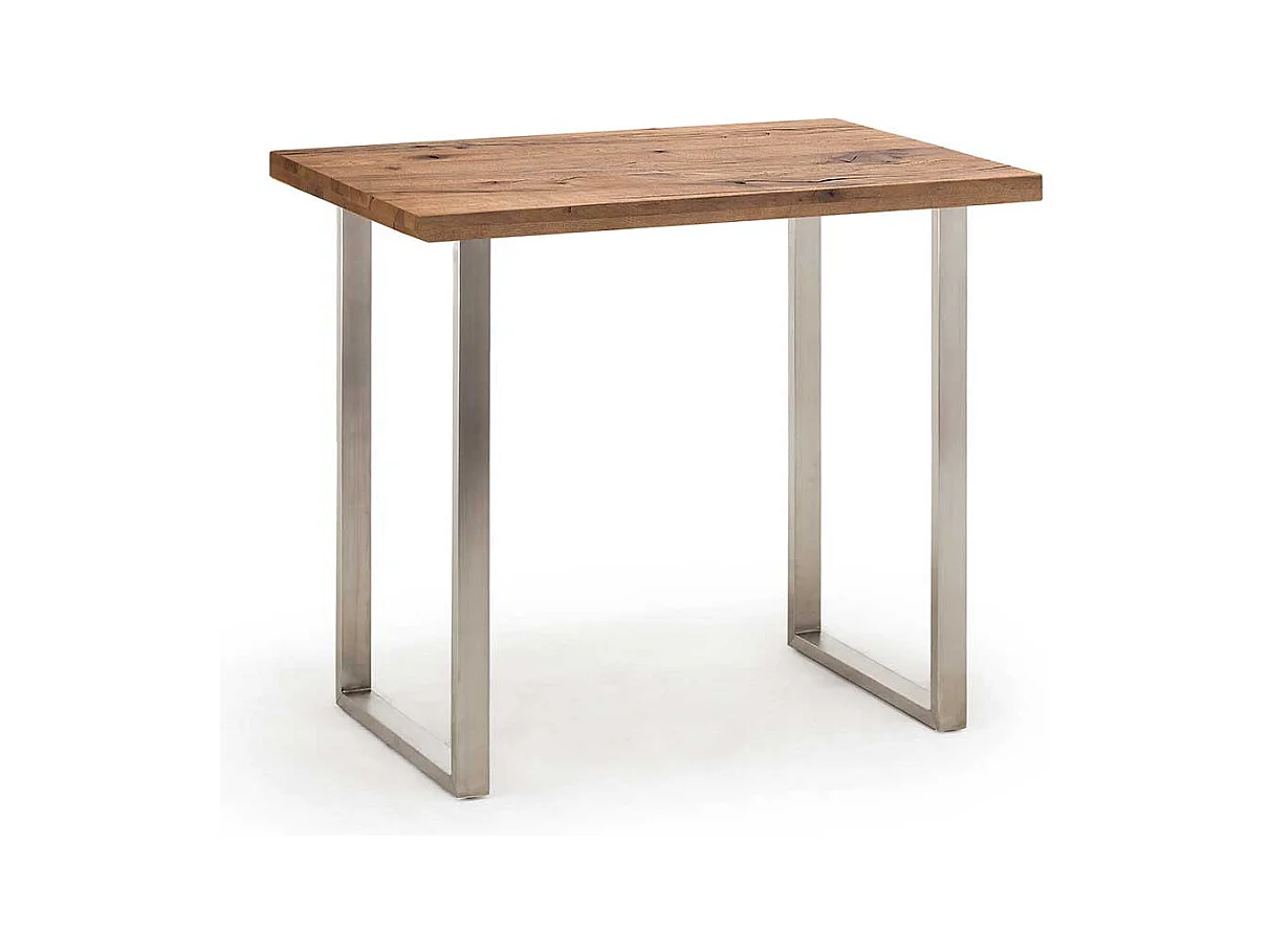 Tresentisch aus Eiche Massivholz und Edelstahl 120 cm breit