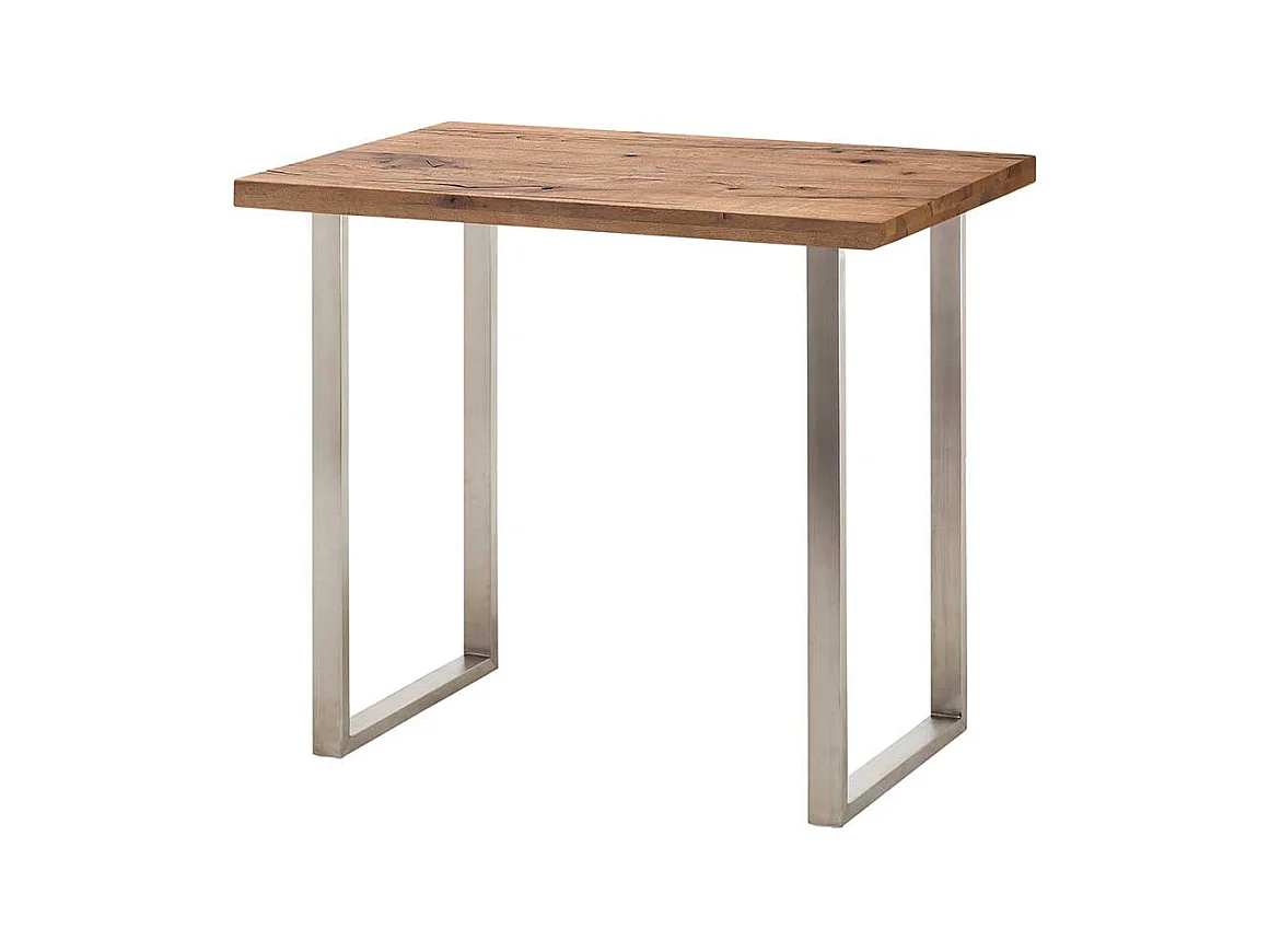 Tresentisch aus Eiche Massivholz und Edelstahl 120 cm breit
