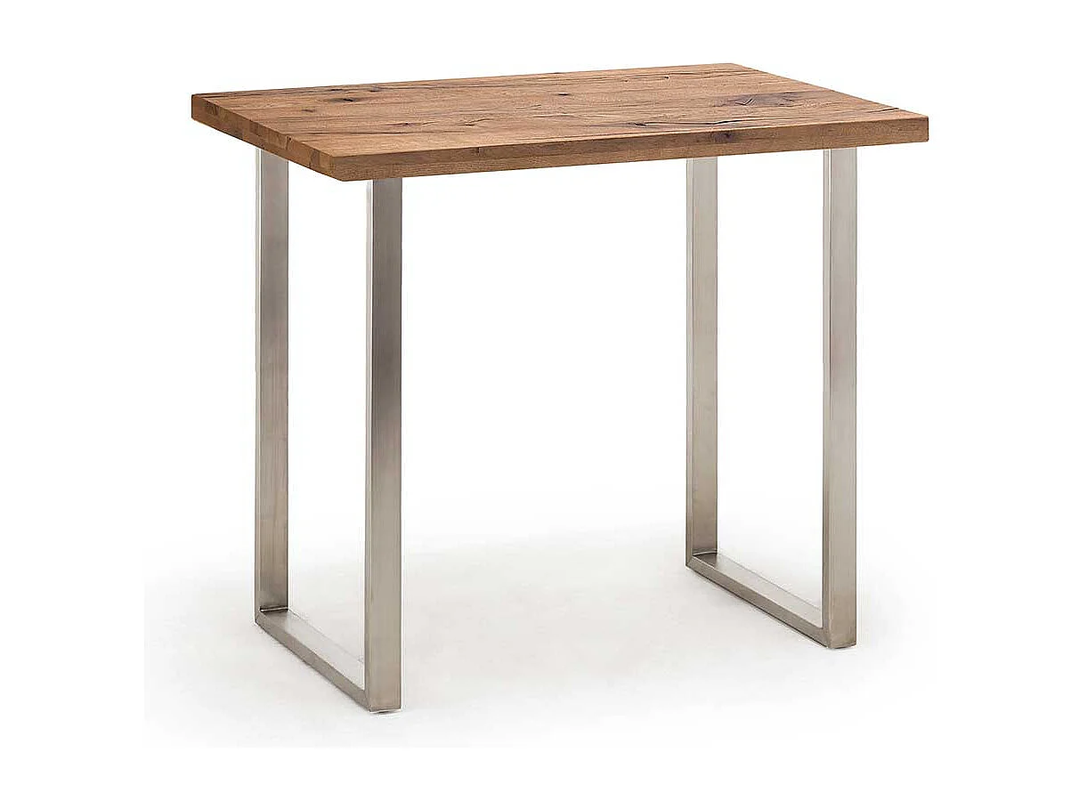 Tresentisch aus Eiche Massivholz und Edelstahl 120 cm breit