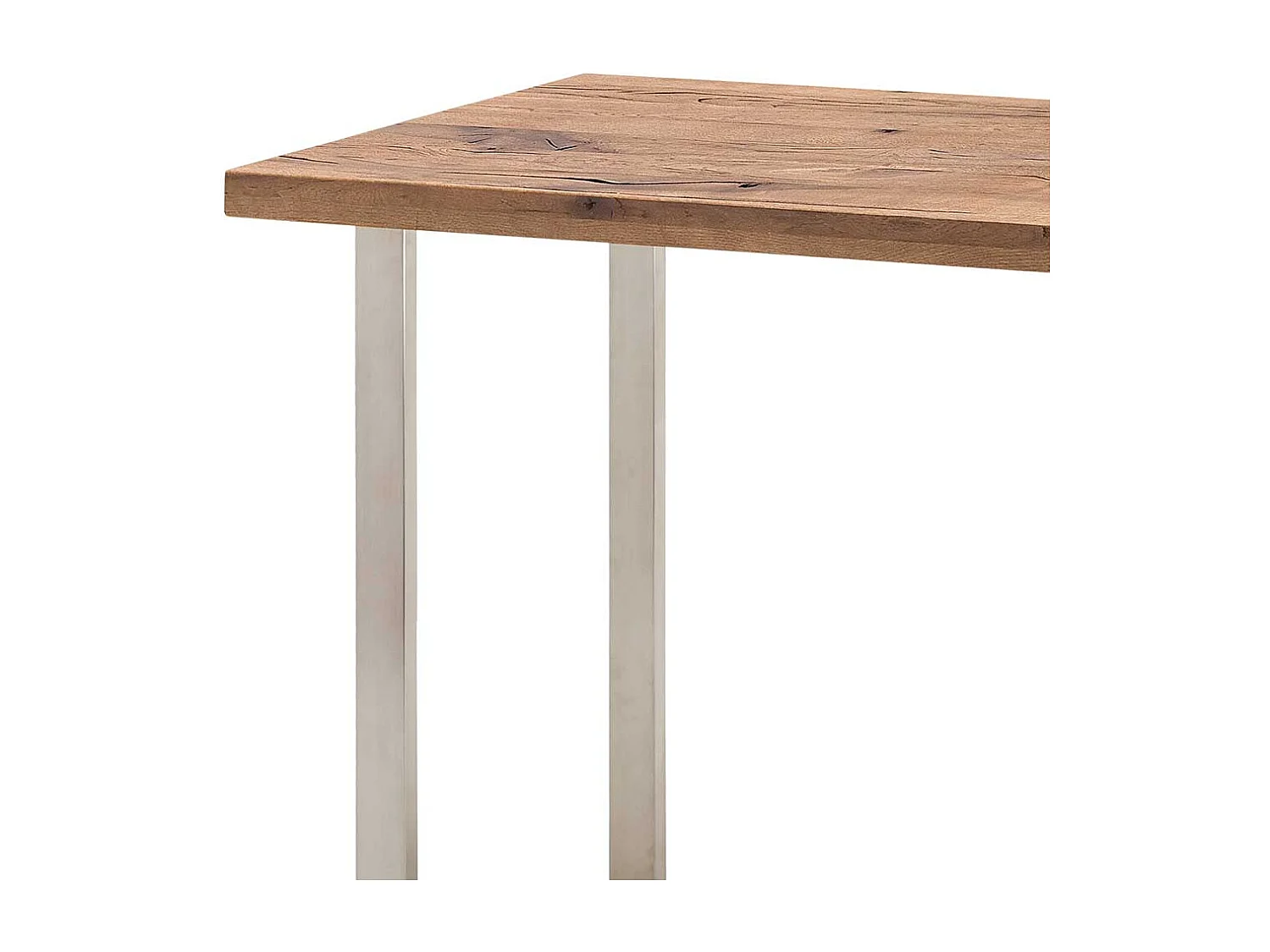 Tresentisch aus Eiche Massivholz und Edelstahl 120 cm breit