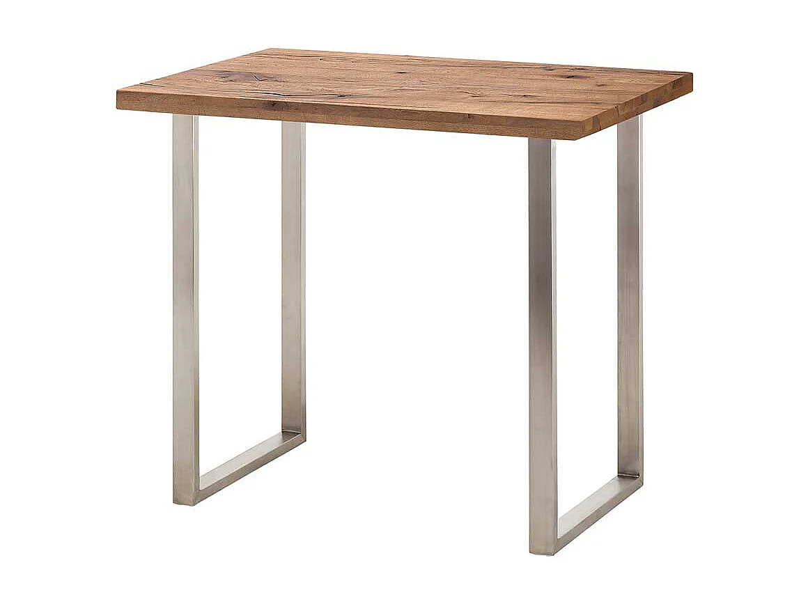Tresentisch aus Eiche Massivholz und Edelstahl 120 cm breit
