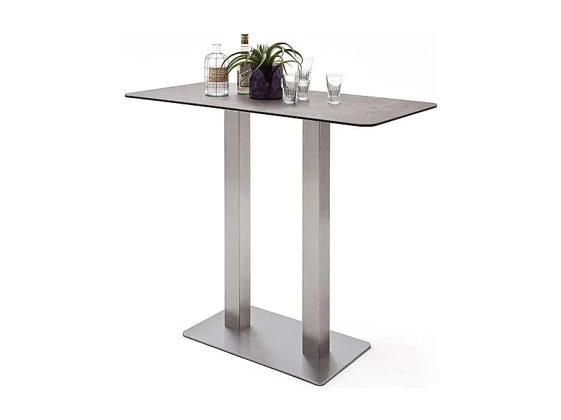 Küchenbartisch mit Keramik Glasplatte Braun Grau