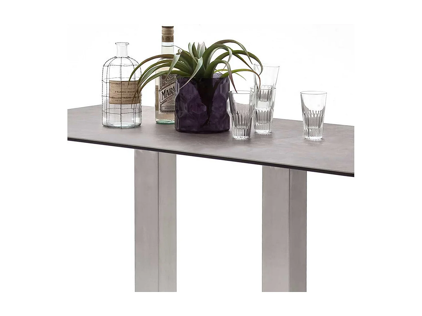 Küchenbartisch mit Keramik Glasplatte Braun Grau