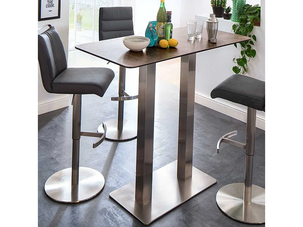 Küchenbartisch mit Keramik Glasplatte Braun Grau