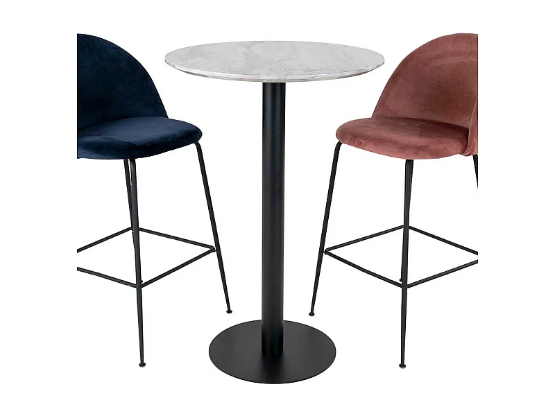 Runder Bartisch in Weiß Hellgrau Schwarz 105 cm hoch