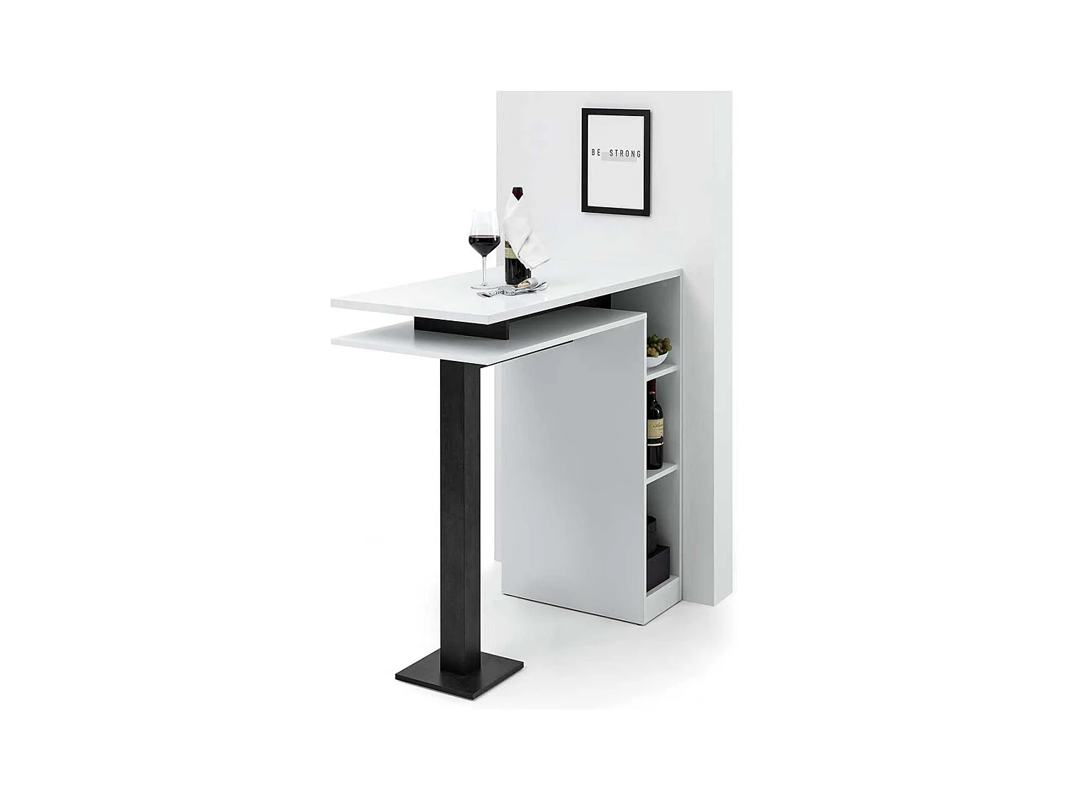 Bartisch modern in Weiß und Beton Optik dunkelgrau 103 cm hoch