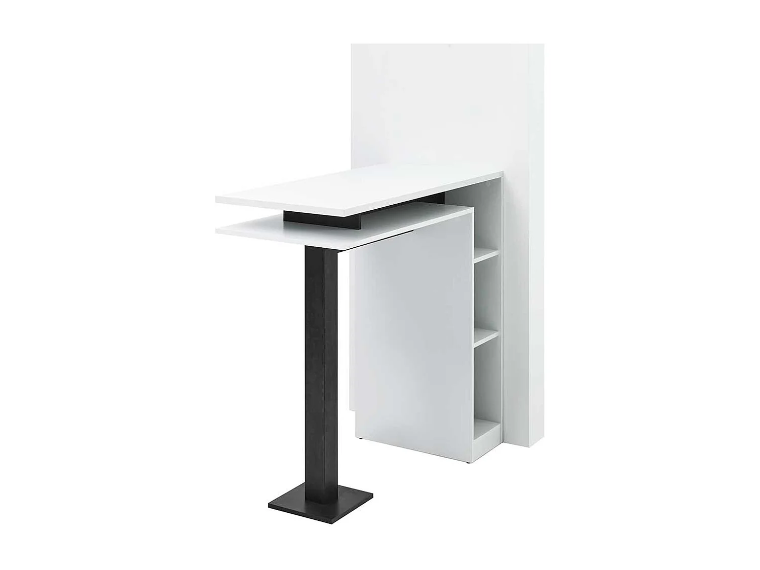 Bartisch modern in Weiß und Beton Optik dunkelgrau 103 cm hoch