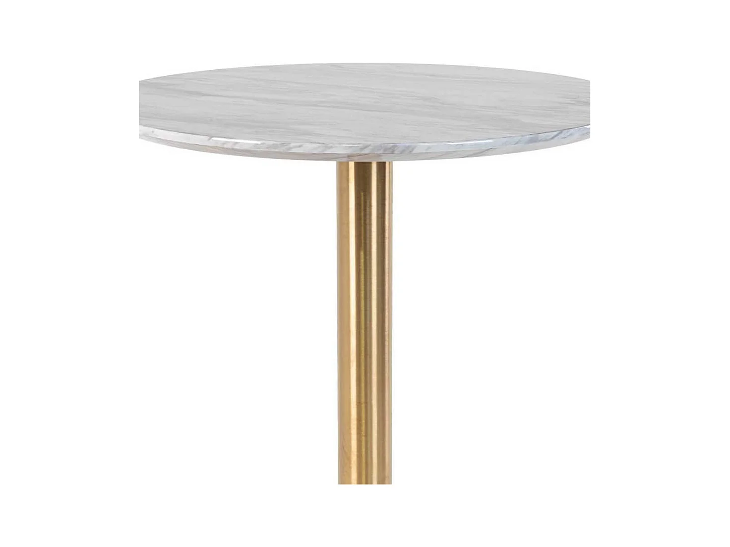 Runder Bartisch in Weiß Hellgrau Messingfarben 105 cm hoch