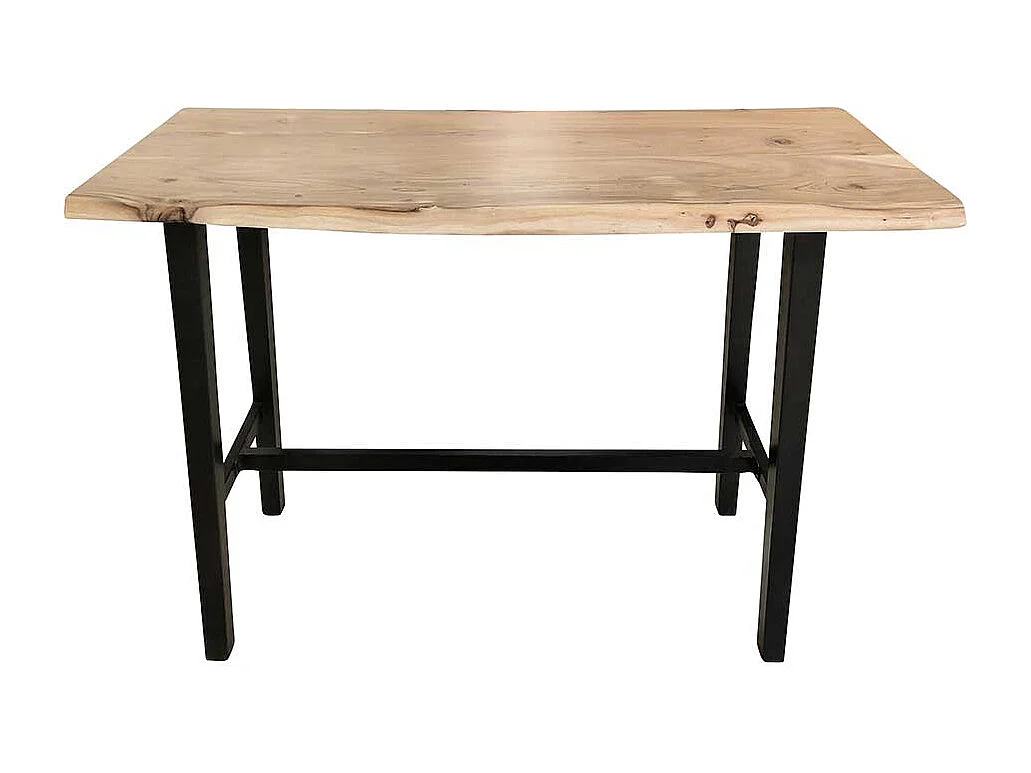 Baumkanten Tresentisch aus Akazie Massivholz und Stahl 125 cm breit