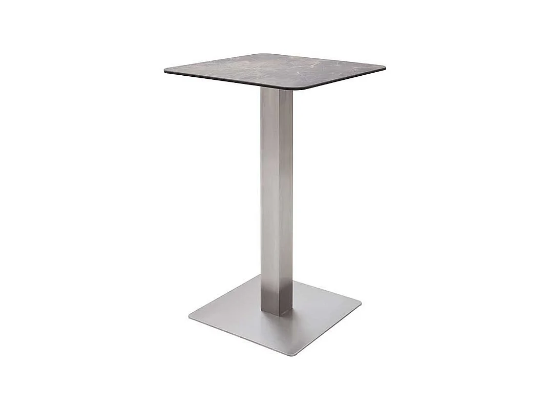 Glas Bartisch mit Keramik beschichtet in Marmor Optik Edelstahl