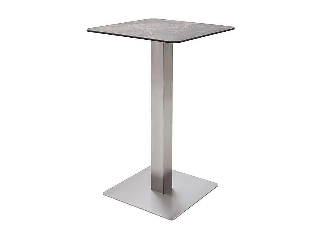 Glas Bartisch mit Keramik beschichtet in Marmor Optik Edelstahl