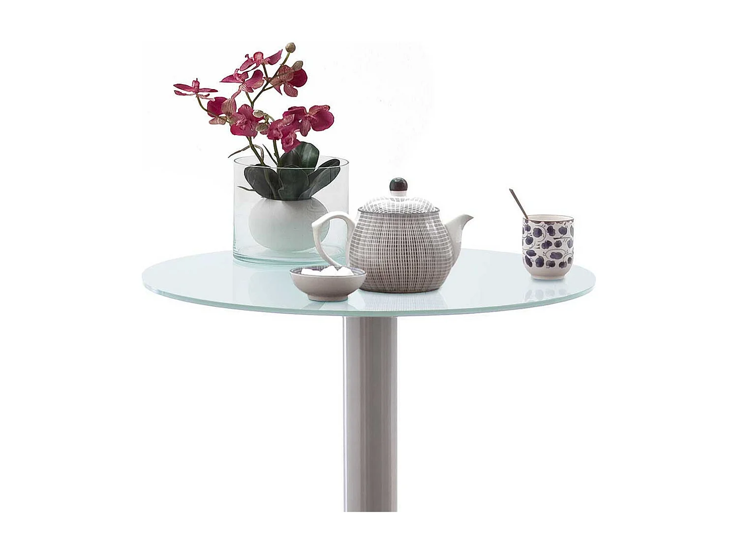 Glas Bartisch in Weiß Rund