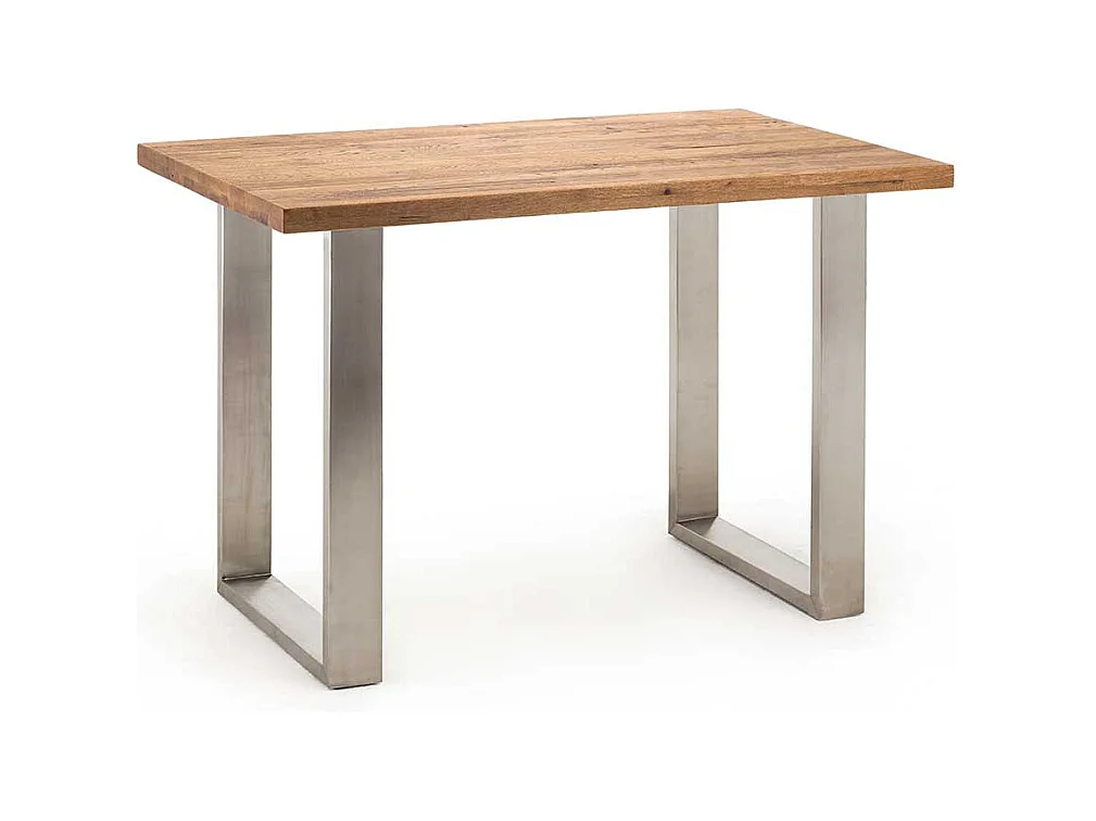 Echtholztisch aus Eiche Massivholz und Edelstahl 160 cm breit